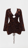 Brown Ruched Mini Dress
