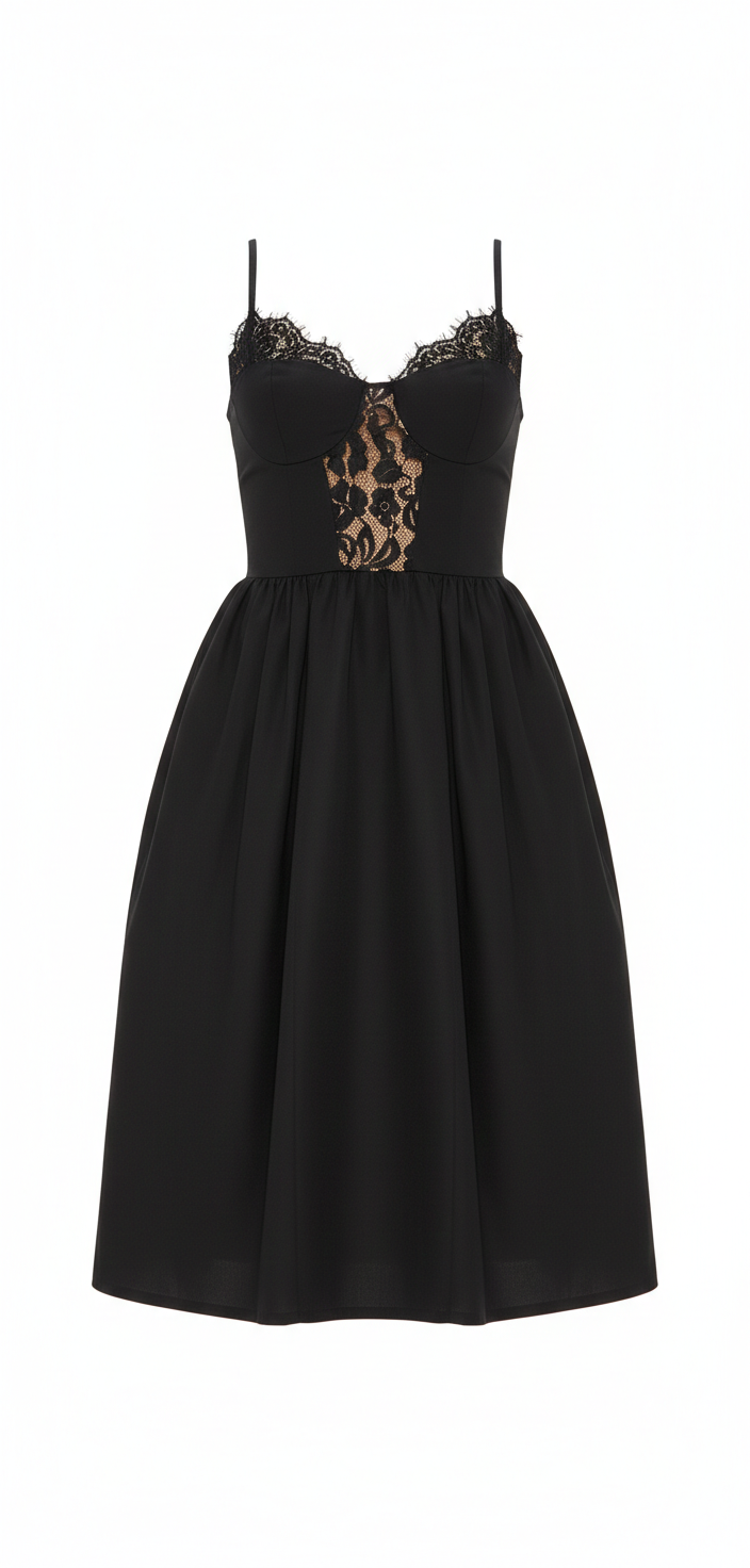 Black Poplin Midi Dress