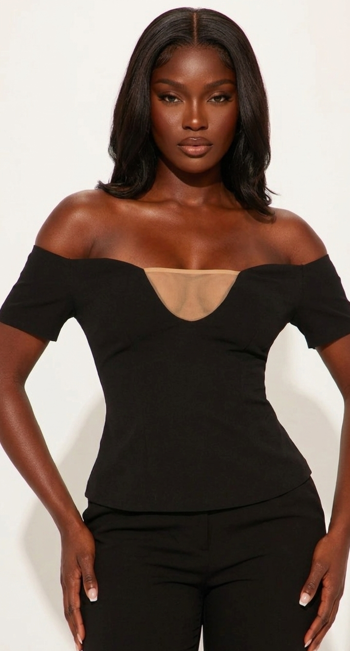 Off shoulder black top