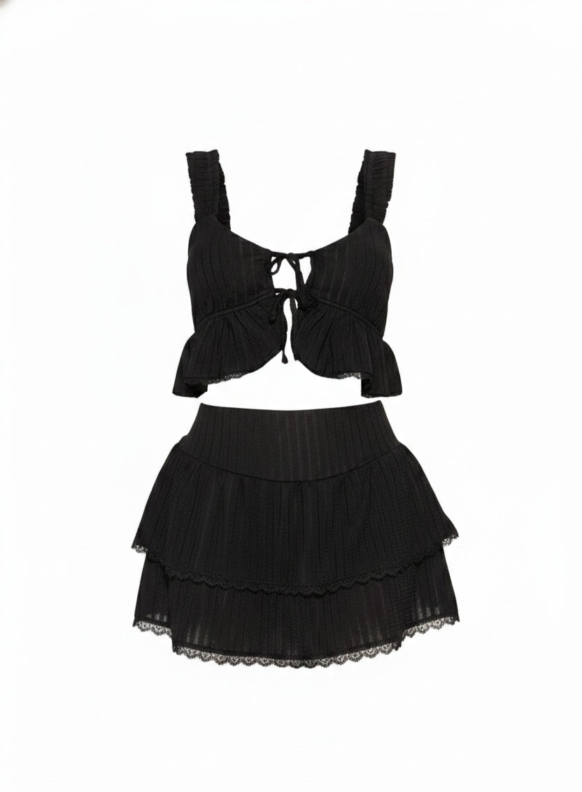 Kiki Black Skirt and Crop Set