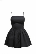 Flora Black Poplin Dress